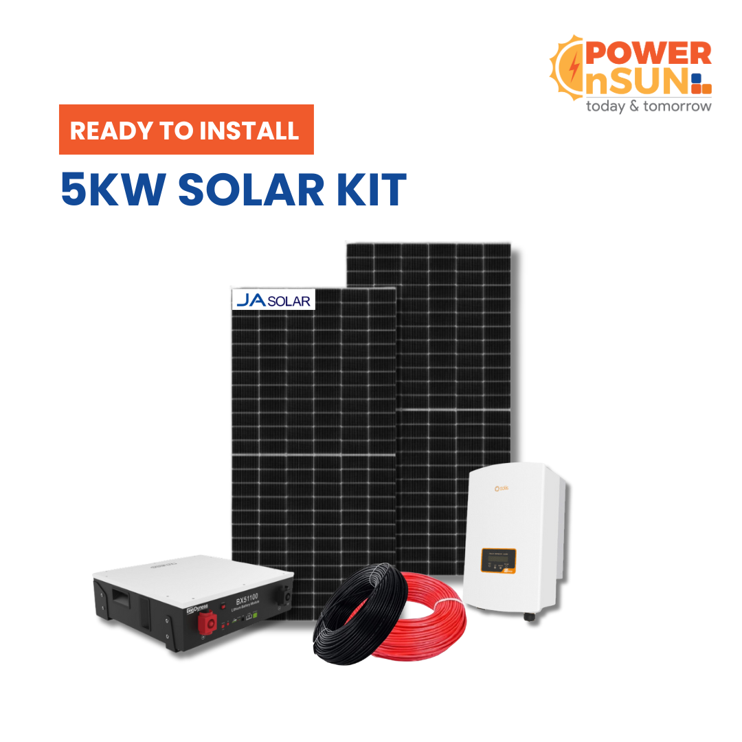 5Kw Rooftop solar kit with 1 Li-ion battery & Solis Inverter