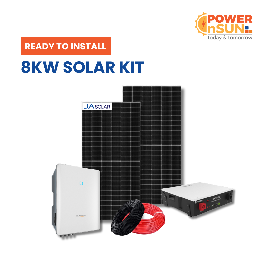 8Kw Rooftop solar kit with 1 Li-ion battery & Sungrow Inverter